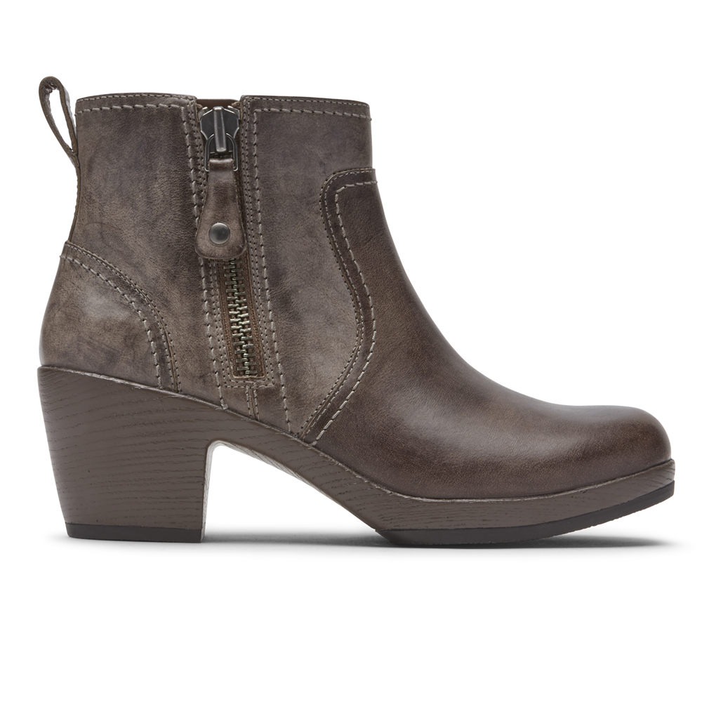 Botas Rockport Mujer Mexico - Cobb Hill Presley Zipper Marrom Oscuro - UWMYL7096